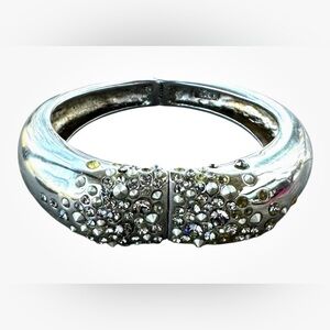 Alexis Bittar Miss Havisham Pave Silver Tone Bangle Bracelet